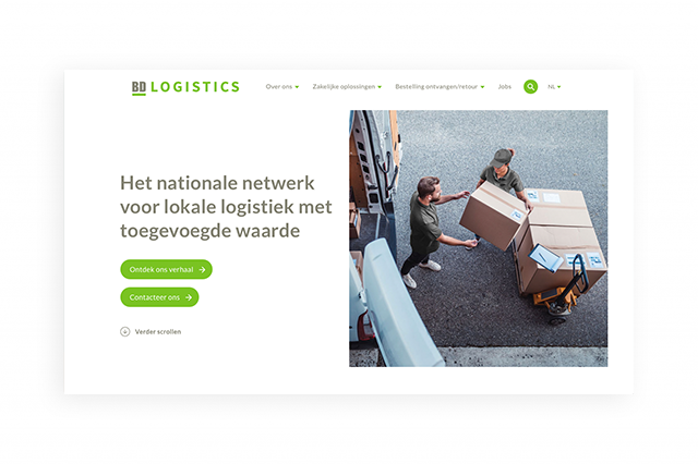 BD Logistics, website gemaakt door Konnu in Leuven